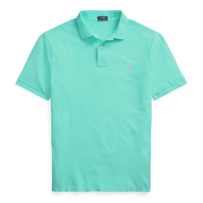 Polo Ralph Lauren Slim Fit Polo Shirt In Mint Green With Pink Logo In Sunset Green