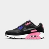 Nike Girls' Big Kids' Air Max 90 Casual Shoes In Black/sunset Pulse/sapphire/metallic Silver