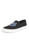 Kenzo Tiger-embroidered Slip-on Sneakers In Black