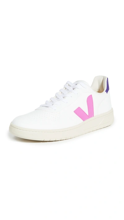 Veja V-10 Sneakers In White/ultraviolet/purple