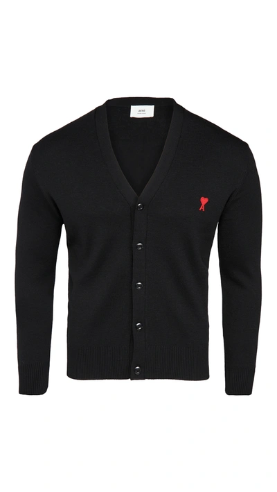 Ami Alexandre Mattiussi Ami Paris Logo Embroidered V-neck Cardigan In Animal Print