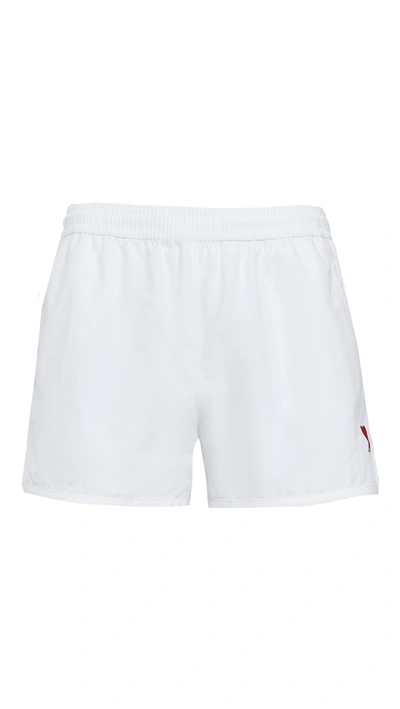 Ami Alexandre Mattiussi Logo Embro Nylon Canvas Swim Shorts In White