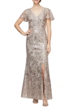 ALEX EVENINGS BEADED & EMBROIDERED A-LINE GOWN,884002976668
