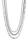 Nordstrom Rack Assorted Layered Chain Necklace In Rhodium