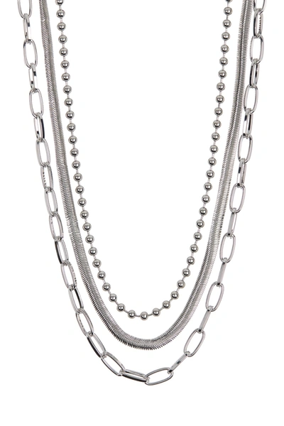 Nordstrom Rack Assorted Layered Chain Necklace In Rhodium