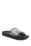 Juicy Couture Women's Wyndows Fashion Slide Sandal In Black Smoke Lucite