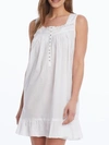 Eileen West Ruffle Hem Cotton Chemise Nightgown In White