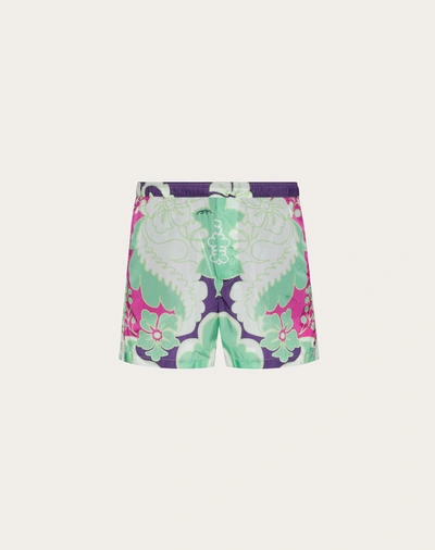 Valentino Uomo World Arazzo Print Swimsuit In Amethyst/multicolor