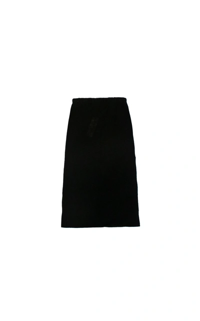 The Elder Statesman Basket Slit Cashmere Midi Skirt In Black