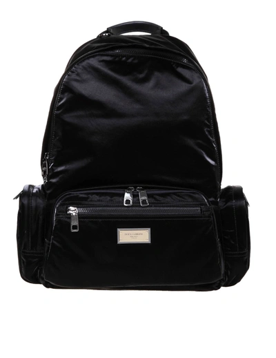 Dolce & Gabbana Black Nylon Backpack In Nero