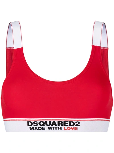 Dsquared2 Made With Love Cotton Bra In Red