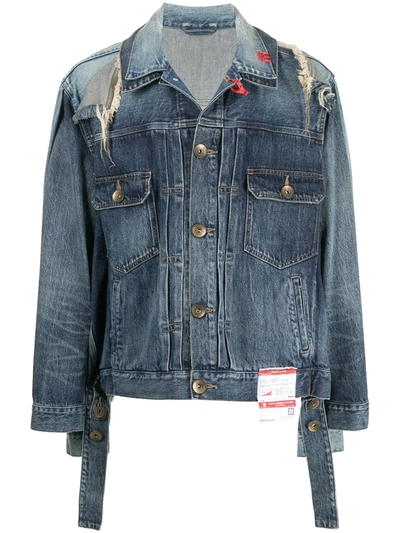 Miharayasuhiro Layered Stonewashed Denim Jacket In Blue