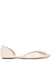 Roger Vivier Trompette Dorsay Patent Leather Ballets In Off White