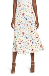 Reformation Bea Printed Crepe Midi Skirt In Painted Lady