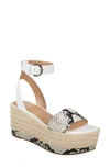 Marc Fisher Ltd Gigli Platform Sandal In Grey Snake Print Leather