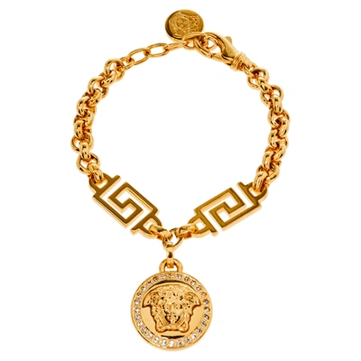 Pre-owned Versace Greca And Medusa Icon Chain Bracelet In Gold