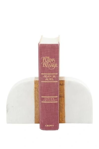 Willow Row White Marble Modern Bookends -set Of 2