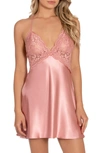 In Bloom By Jonquil Words Of Love Satin & Lace Chemise In Burnrose
