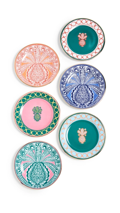 La Doublej Set Of 6 Pineapple Mix Dessert Plates