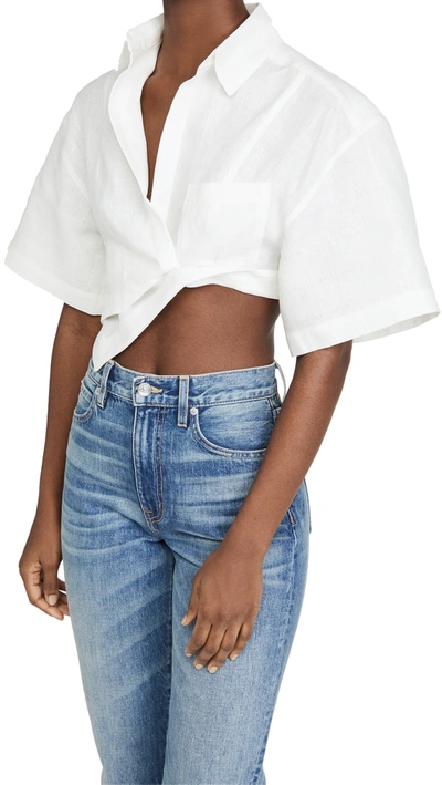 Jacquemus La Chemise Capri Linen Wrap Shirt In Ecru