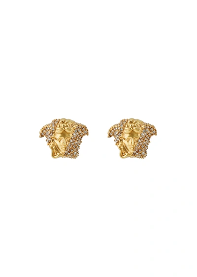 Versace Men's Medusa Head Crystal-embellished Earrings In Gold