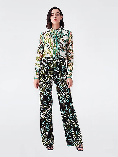 Diane Von Furstenberg Kate Floral-print Silk Crepe De Chine Shirt In Modern Chain Ivory