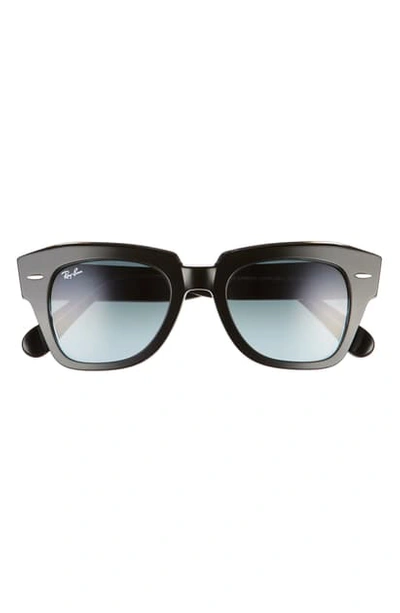 Ray Ban State Street 49mm Gradient Square Sunglasses In Black/ Light Grey Blue Grad
