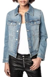 Zadig & Voltaire Kioky Band Of Sisters Denim Jacket In Bleu