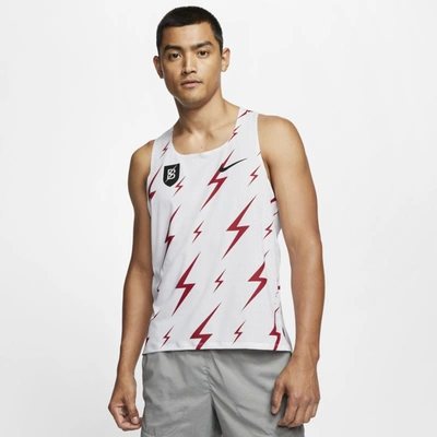 Nike Aeroswift Bowerman Track Club Men's Running Singlet In White,gym Red,black