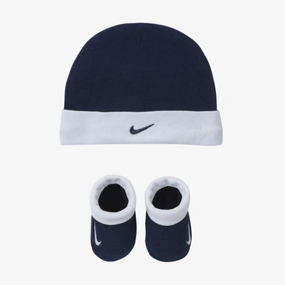 Nike Baby Hat And Booties Set In Blue
