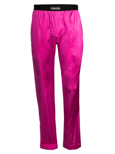 Tom Ford Men's Stretch-silk Pyjama Trousers In Hot Pink