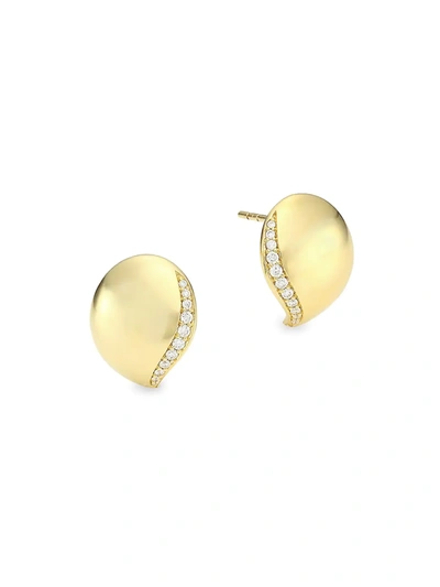 Tamara Comolli Wave 18k Yellow Gold & Pavé Diamond Stud Earrings