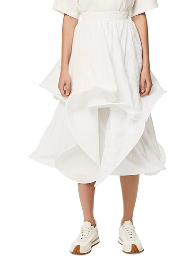Loewe Textured Flare Midi Skirt In White