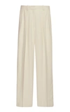 The Row Igor Pleated Silk-cashmere Straight-leg Pants In White