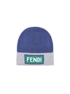 Fendi Branded Ribbed Beanie In Blue