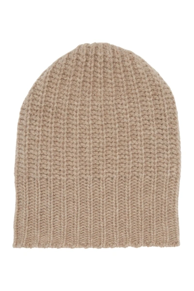 Portolano Ribbed Cashmere Knit Beanie In Nile Brown