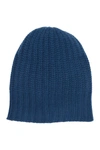 Portolano Ribbed Cashmere Knit Beanie In Sapphire