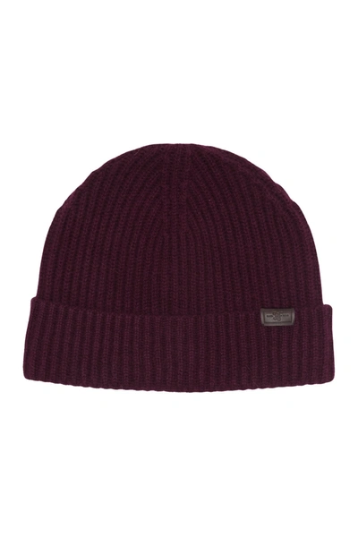 Hickey Freeman Cashmere Knit Cuffed Beanie In Bordeaux