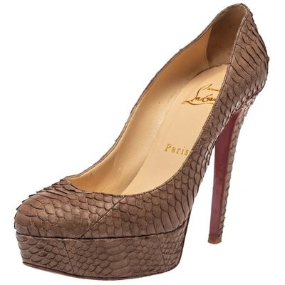 Pre-owned Christian Louboutin Brown Python Leather Bianca Pumps Size 37.5