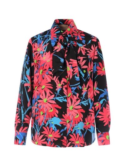 Gucci + Ken Scott Floral-print Silk Crepe De Chine Shirt In Black