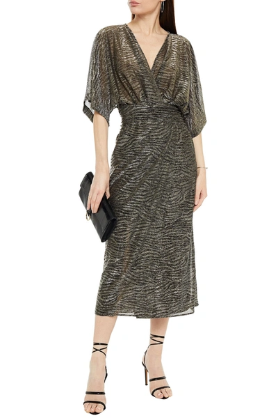 Iro Volsun Wrap-effect Metallic Jacquard Midi Dress In Platinum