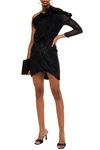 Iro Huspel One-shoulder Fil Coupé Chiffon Mini Dress In Black