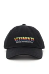 VETEMENTS BASEBALL CAP THINK DIFFERENTLY LOGO,UE51CA400B 1052 BLACK