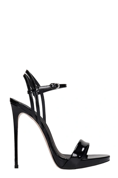 Le Silla Gwen Patent-leather Stiletto Sandals In Nero