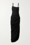 Jacquemus Saudade Open-back Ruched Twill Maxi Dress In Black