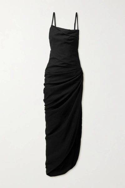 Jacquemus La Robe Saudade Long Viscose Blend Dress In Black