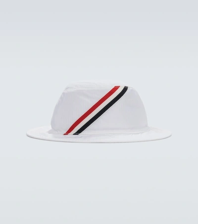 Thom Browne White Diagonal Stripe Bucket Hat