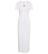 Marine Serre Ribbed Midi Dress Round Neckline In White