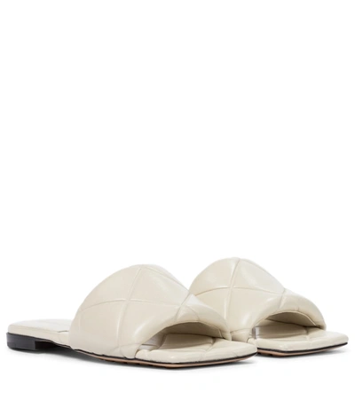 Bottega Veneta 10mm Lido Leather Slide Flats In White