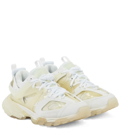 Balenciaga Track Clear Sole Trainers In Mix Of Materials In White